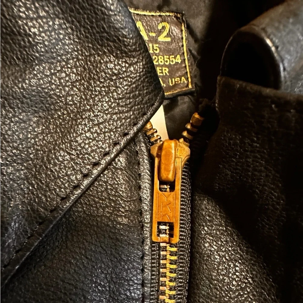 Kids Youth Vintage A2 Leather Flight Jacket Size 14 San Diego Leather Black